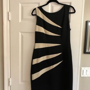 Black and taupe dress